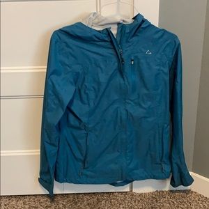 Blue rain jacket
